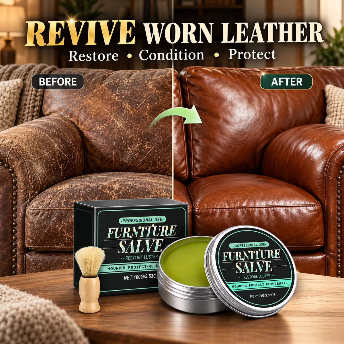 Leather & Furniture Repair Salve + FREE Applicator Brush